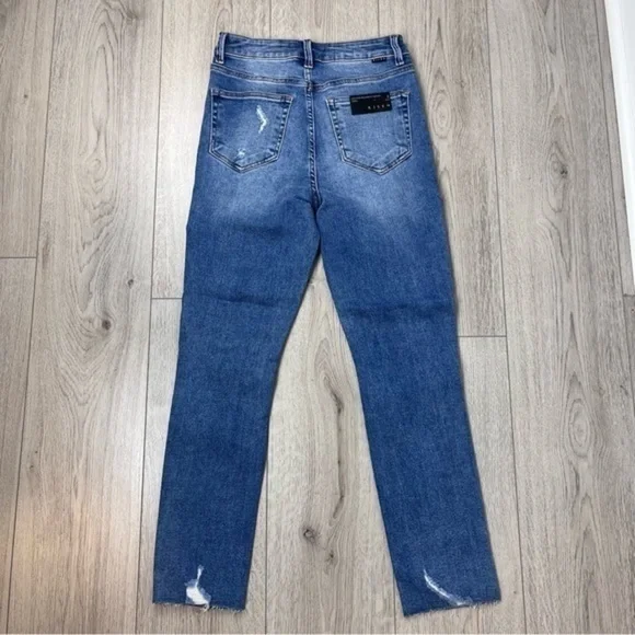 High Rise Medium Wash Relaxed Fit Distressed Skinny Jean - Picture 8 of 9